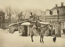 Russian author Leo Tolstoy on horseback, Moscow, Russia, 1900s. Artist: Sophia Tolstaya