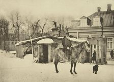 Russian author Leo Tolstoy on horseback, Moscow, Russia, 1900s. Artist: Sophia Tolstaya