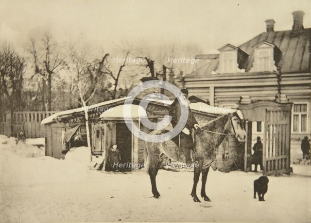 Russian author Leo Tolstoy on horseback, Moscow, Russia, 1900s. Artist: Sophia Tolstaya