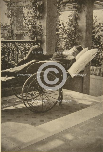 Russian author Leo Tolstoy recovering in Gaspra, Crimea, Russia, 1902.  Artist: Sophia Tolstaya