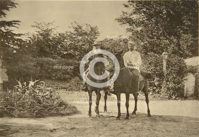 Russian author Leo Tolstoy riding in Yasnaya Polyana, near Tula, Russia, 1900. Artist: Sophia Tolstaya