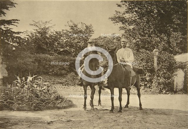 Russian author Leo Tolstoy riding in Yasnaya Polyana, near Tula, Russia, 1900. Artist: Sophia Tolstaya