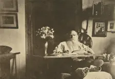 Russian author Leo Tolstoy with a bad leg, Russia, 1908. Artist: Sophia Tolstaya
