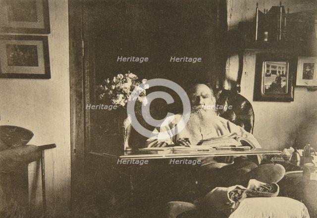 Russian author Leo Tolstoy with a bad leg, Russia, 1908. Artist: Sophia Tolstaya
