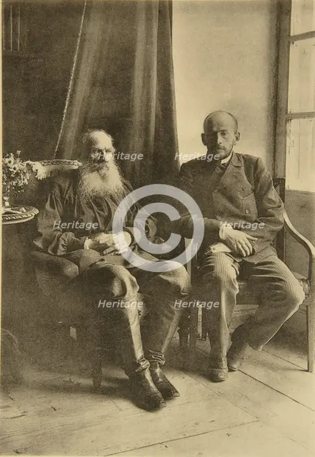 Russian author Leo Tolstoy with his son Leo, Russia, 1899. Artist: Sophia Tolstaya