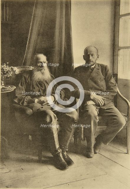 Russian author Leo Tolstoy with his son Leo, Russia, 1899. Artist: Sophia Tolstaya