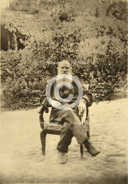 Russian author Leo Tolstoy, Yasnaya Polyana, near Tula, Russia, 1890s. Artist: Sophia Tolstaya