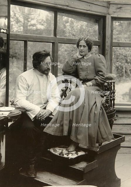 Russian author Leonid Andreyev with his wife, early 20th century.  Artist: Karl Karlovich Bulla