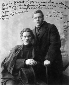 Russian author Maxim Gorky and singer Feodor Chaliapin, 1901