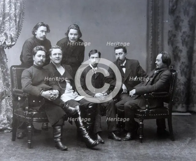 Russian author Maxim Gorky in the Sreda (Wednesday) literature group, 1902. Artist: Unknown