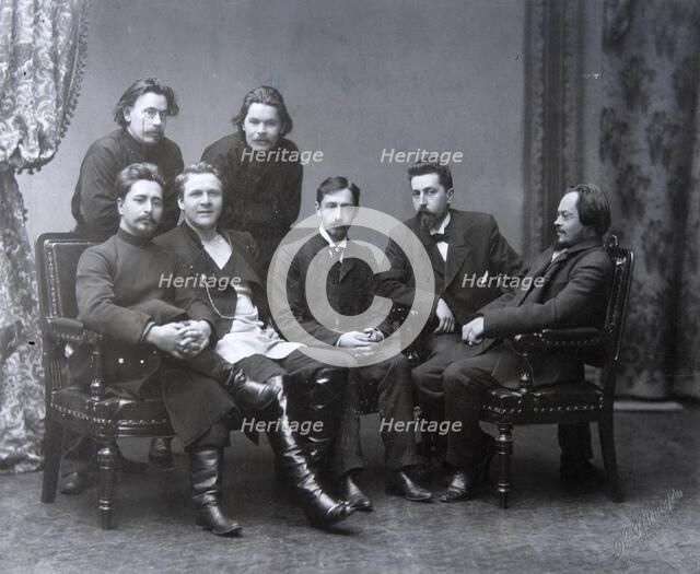 Russian author Maxim Gorky in the Sreda (Wednesday) literature group, 1902. Artist: Unknown