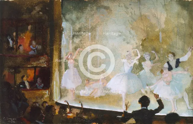 Russian Ballet, Champs-Elysees: Les Sylphides, 1932. Artist: Konstantin Somov.