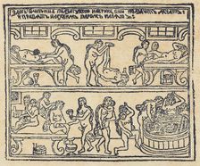 Russian Bath (Lubok), 18th century. Artist: Russian Master