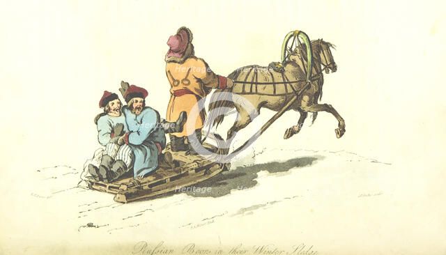 Russian Boors in their Winter Sledge, 1813.  Creator: Robert Ker Porter.
