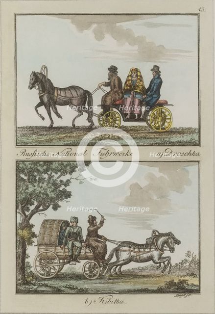 Russian Carriages: Droshky and Kibitka, Between 1792 and 1820.