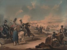 Russian cavalry attacking French infantry at Borodino, ca 1813. Artist: Dighton, Denis (1792-1827)