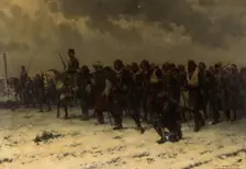 Russian Cavalry and Infantry Escorting Ottoman Prisoners, c. 1916