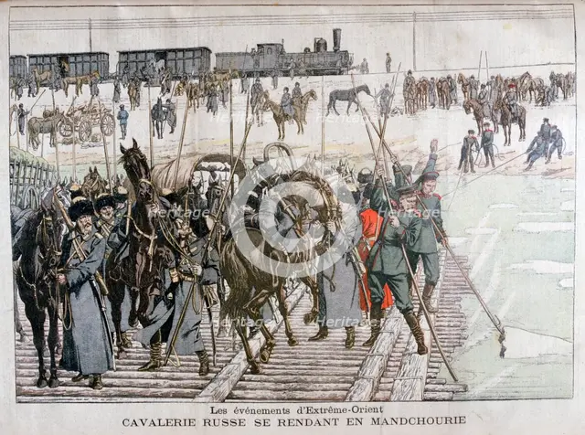 Russian cavalry heading into Mandchourie, China, 1900. Artist: Eugene Damblans