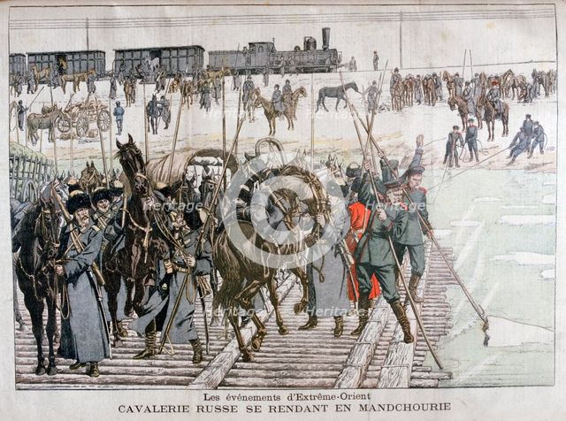 Russian cavalry heading into Mandchourie, China, 1900. Artist: Eugene Damblans