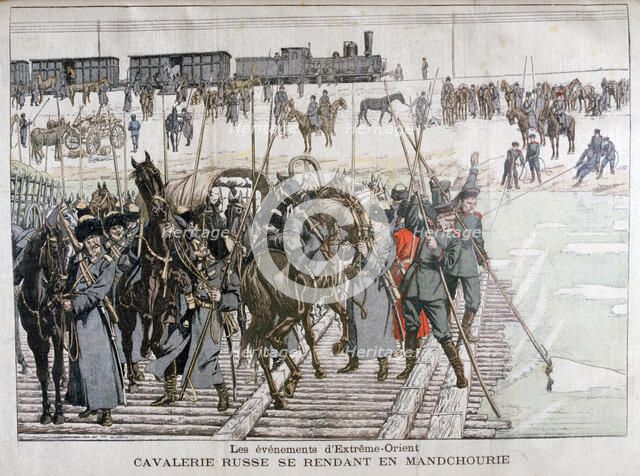 Russian cavalry heading into Mandchourie, China, 1900. Artist: Eugene Damblans