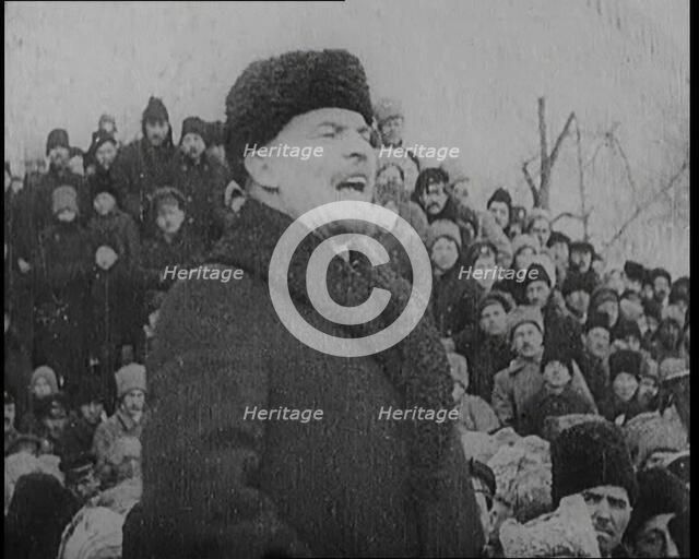 Russian Chairman of the Council of People's Commissars Vladimir Lenin Giving a Speech During...,1920 Creator: British Pathe Ltd.