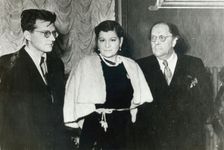 Russian composer Dmitri Shostakovich, singer Maria Maksakova and writer Aleksey Tolstoy, 1943