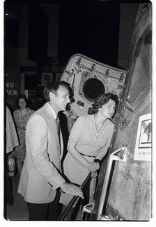 Russian cosmonaut Valentina Tereshkova looks at the Apollo Command Module, Houston, Texas, 1977. Creator: NASA