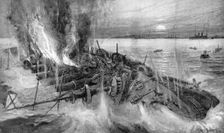 Russian cruiser foundering at the Battle of Cehmulpo, Russo-Japanese War, 1904-5