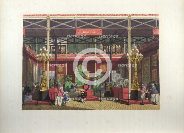 Russian Exhibition interior during the Great Exhibition in 1851. Artist: Nash, Joseph (1806-1885)
