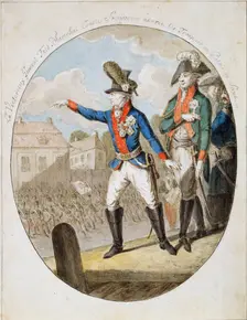 Russian Field Marshal Alexander Suvorov inspecting troops, c1794. Artist: Anon