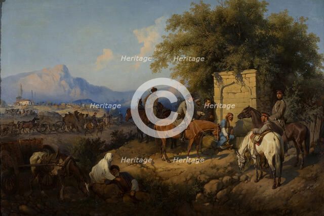 Russian Forces Crosses the Caucasus Mountains in Adjara, 1872. Artist: Willewalde, Gottfried (Bogdan Pavlovich) (1818-1903)