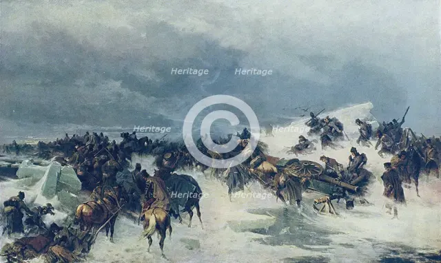 Russian Forces Crossing the frozen Gulf of Bothnia in 1809, 1875. Creator: Kotzebue, Alexander von (1815-1889).