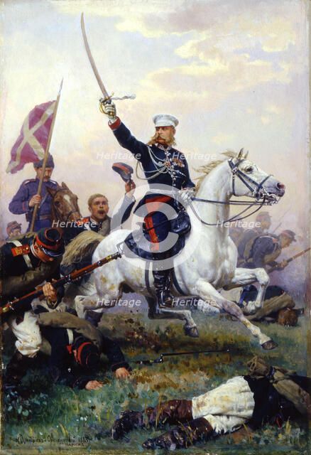 Russian General Mikhail Skobelev on horseback, (1883). Artist: Nikolai Dmitrievich Dmitriev-Orenburgsky