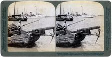 Russian gunboat Bobre at New Chwang, Manchuria, Russo-Japanese War, 1904.Artist: Underwood & Underwood