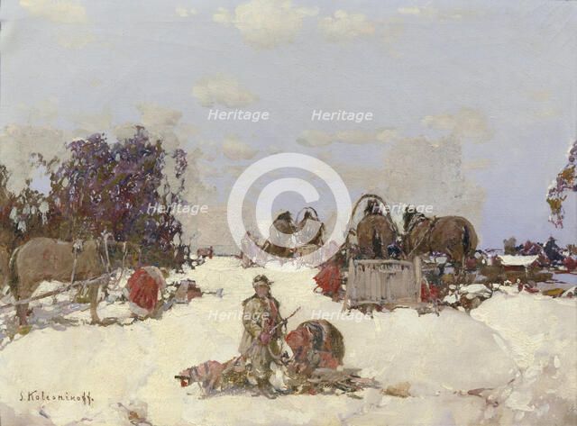 Russian Hunters, early-mid 20th century.  Creator: Stepan Fedorovic Kolesnikov.