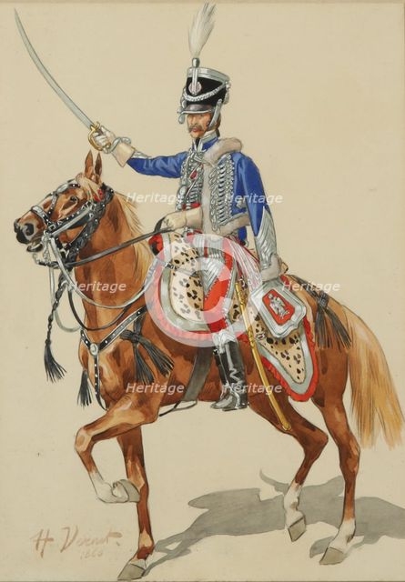 Russian Hussar Raising his Sabre.