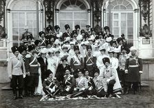 Russian Imperial family outside the Catherine Palace, Tsarskoye Selo, Russia, early 20th century. Artist: K von Hahn
