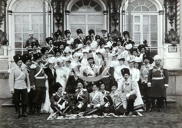 Russian Imperial family outside the Catherine Palace, Tsarskoye Selo, Russia, early 20th century.  Artist: K von Hahn