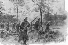 Russian infantry charging during Brusilov's offensive against Austria-Hungary, World War I, 1916