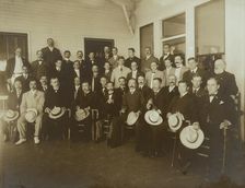 Russian & Japanese delegates and members of the press, 1905. Creator: Perry Enoch Conner