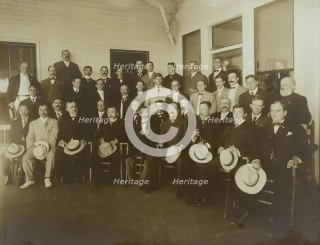 Russian & Japanese delegates and members of the press, 1905. Creator: Perry Enoch Conner.