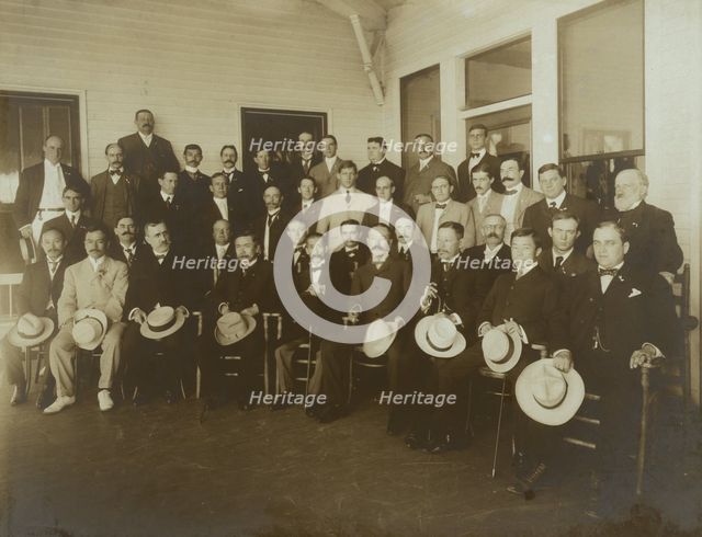 Russian & Japanese delegates and members of the press, 1905. Creator: Perry Enoch Conner.