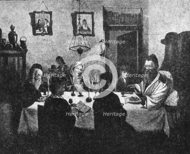 Russian Jews at Pesach Seder, c1900. Creator: Unknown.