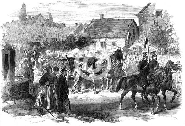 Russian lancers bringing in provisions, 1870. Artist: Unknown
