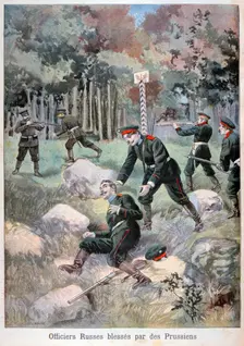 Russian officer wounded by the Prussians, Russian border, 1898. Creator: F Meaulle