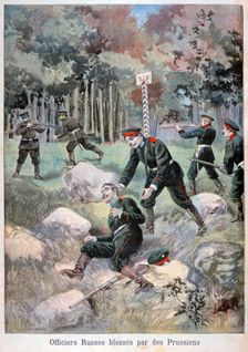Russian officer wounded by the Prussians, Russian border, 1898. Creator: F Meaulle