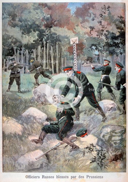 Russian officer wounded by the Prussians, Russian border, 1898. Creator: F Meaulle.