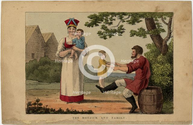 Russian Peasant Family, 1810s. Artist: Anonymous  