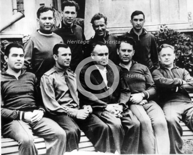 Russian rocket engineer Sergey Korolyov with cosmonauts, Crimea, USSR, c1960. Artist: Unknown