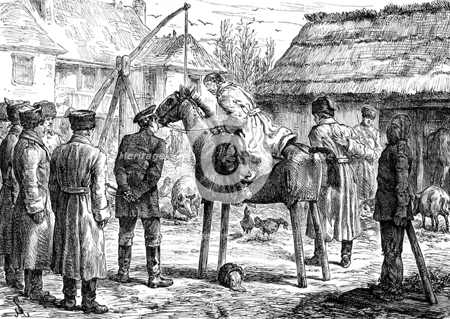 Russian Sketches: teaching Cossacks to ride, 1880. Creator: Unknown.
